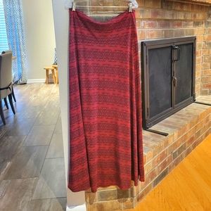LulaRoe Maxi Print Dark Red & Black Skirt